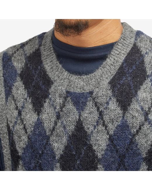 Our Legacy Argyle Knit Vest in Blue for Men Lyst