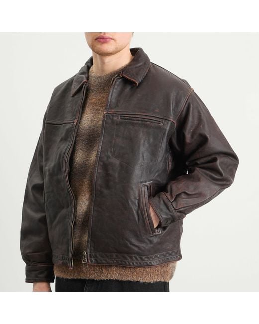 FRIZMWORKS Black Destroyed Cowhide Leather Jacket for men
