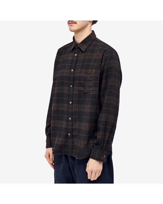 Norse Projects Black Algot Relaxed Wool Check Shirt for men