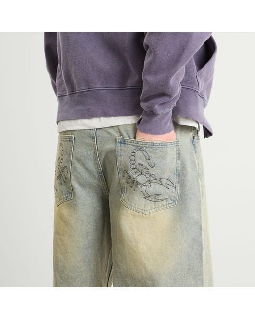 Butter Goods Green Scorpion Stitch Denim Shorts for men
