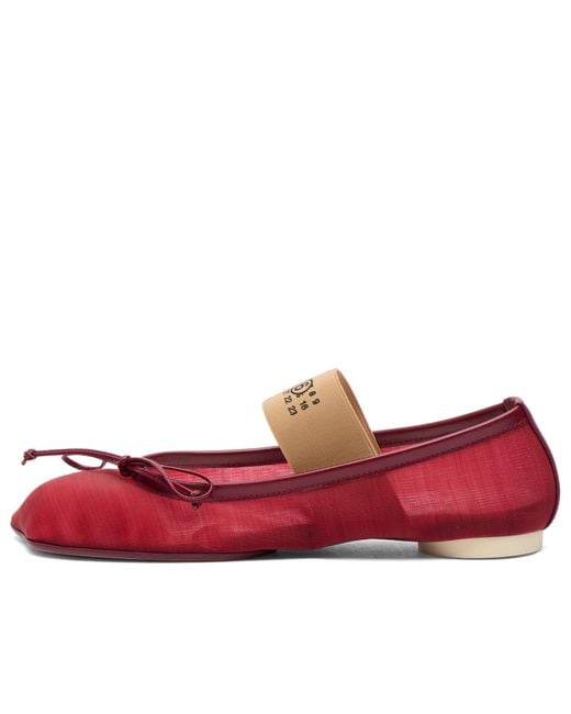 Maison Margiela Red Mm6 Mesh Moulded Toe Ballet Shoes
