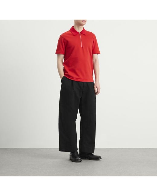 Jil Sander Red Zip Short Sleeve Polo for men