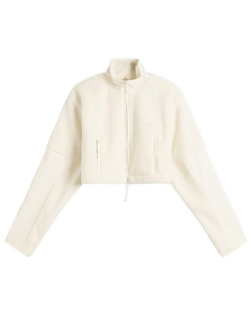 Skims White Teddy Funnel Neck Cropped Jacket