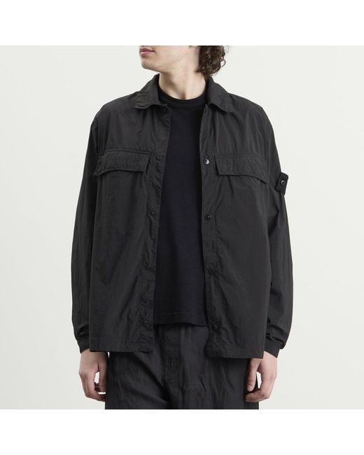 Stone Island Black Ghost Nylon Smerigliato Shirt Jacket for men