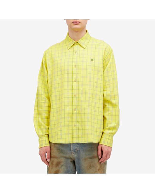 Acne Yellow Sarlie Face Flannel Check Shirt for men
