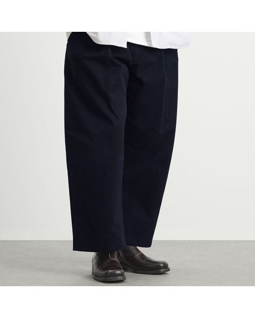 Studio Nicholson Blue Sorte Peached Cotton Pleat Volume Pant for men
