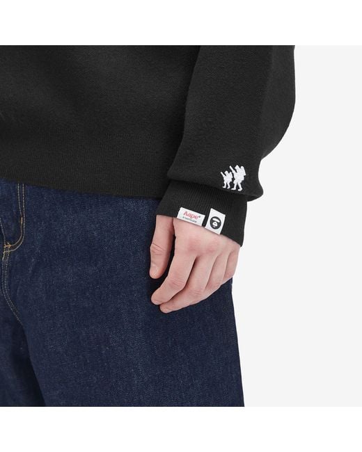 Aape By A Bathing Ape Black Aape Union Monogram Knit Sweater for men