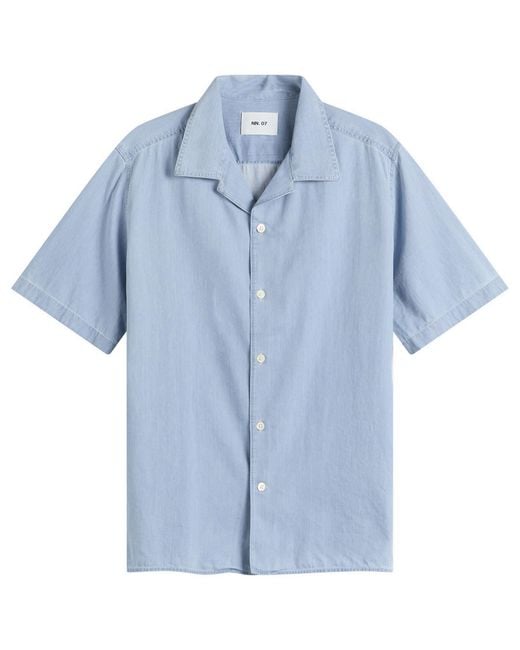 NN07 Blue Julio Chambray Vaation Shirt for men
