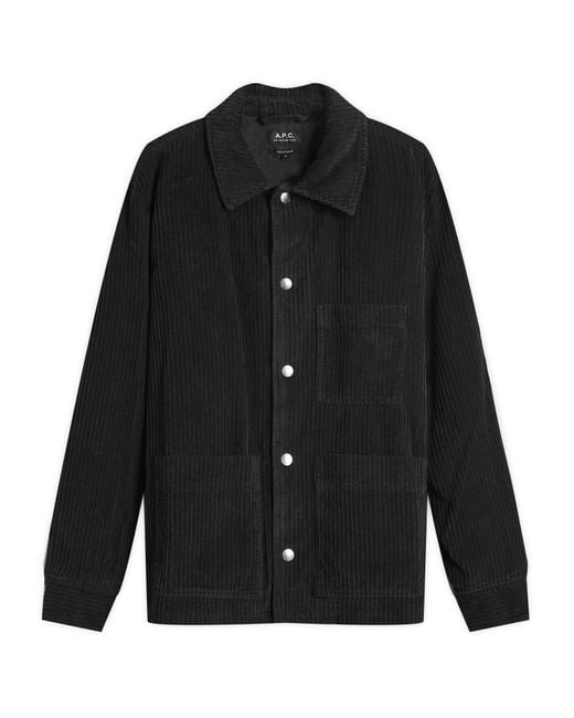 A.P.C. Black Emile Corduroy Chore Jacket for men