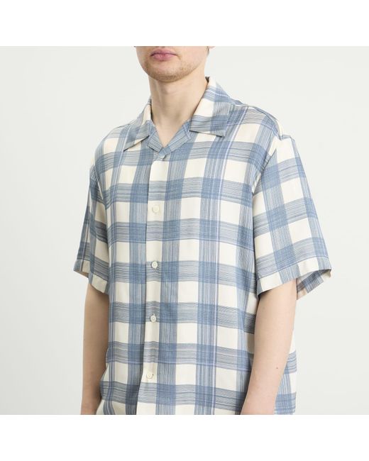 Jil Sander Blue Boxy Fit Short Sleeve Shirt Check Shirt for men