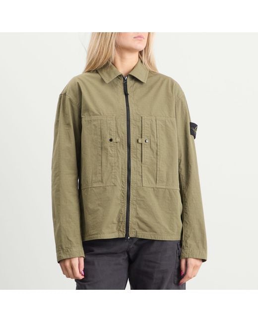 Stone Island Green Ripstop Zip Shirt Jacket