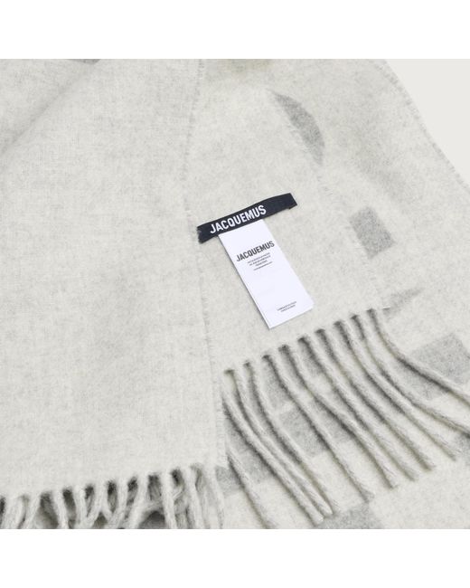 Jacquemus White Logo Scarf for men