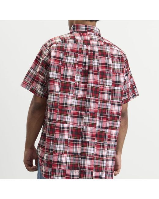 Beams Plus Red Pullover Patchwork Masras Shirt for men