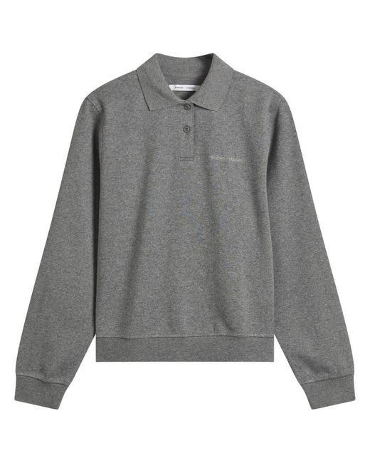 Samsøe & Samsøe Gray Sadory Long Sleeve Polo Top