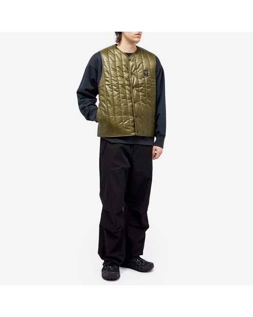 South2 West8 Green Quilted Nylon Ripstop Vest for men