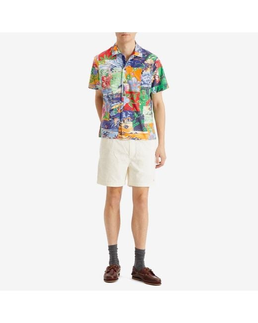 Polo Ralph Lauren Blue Patchwork Beach Vacation Shirt for men