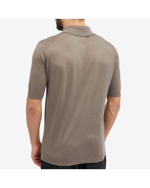 John Smedley Brown Isis Heritage Knit Polo Shirt for men