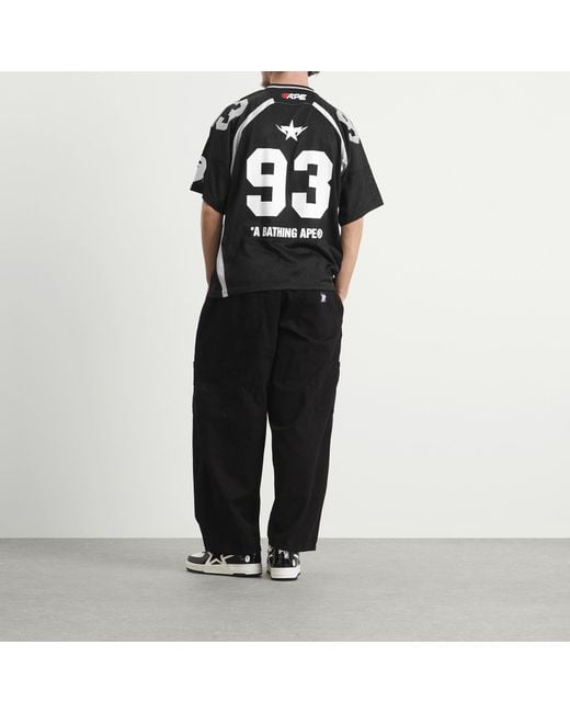 A Bathing Ape Black Line Camo Jacquard Football Jersey for men