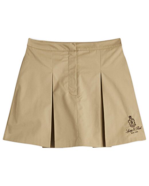 Sporty & Rich Vendome Double Pleat Skirt in Natural | Lyst UK