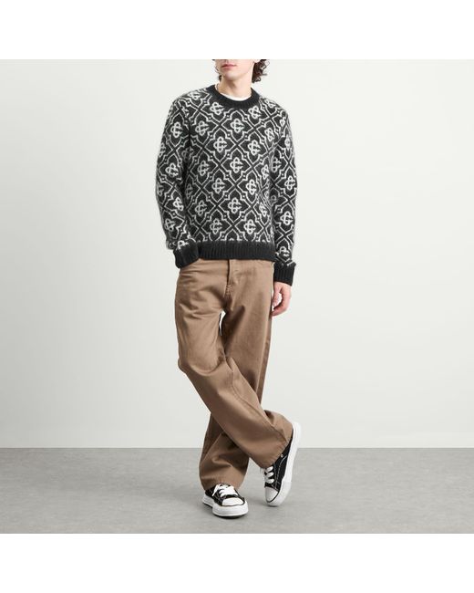 Casablanca Black Monogram Mohair Blend Crew Sweatshirt for men