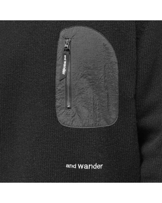 And Wander Black Shetland Wool Crew Knit for men