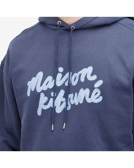 Maison Kitsuné Blue Handwriting Oversize Hoodie for men