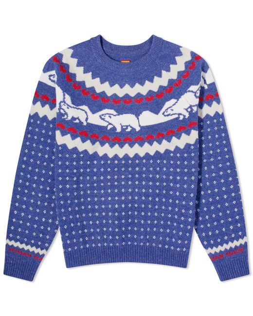 Human Made Blue Nordic Jacquard Knit Sweater for men