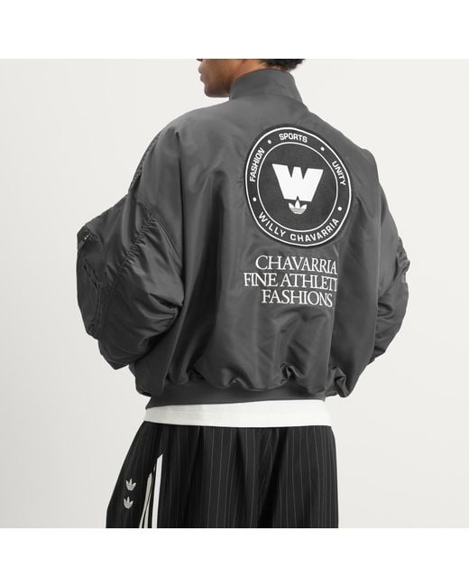 Adidas Black X Willy Chavarria Satin Bomber Jacket for men