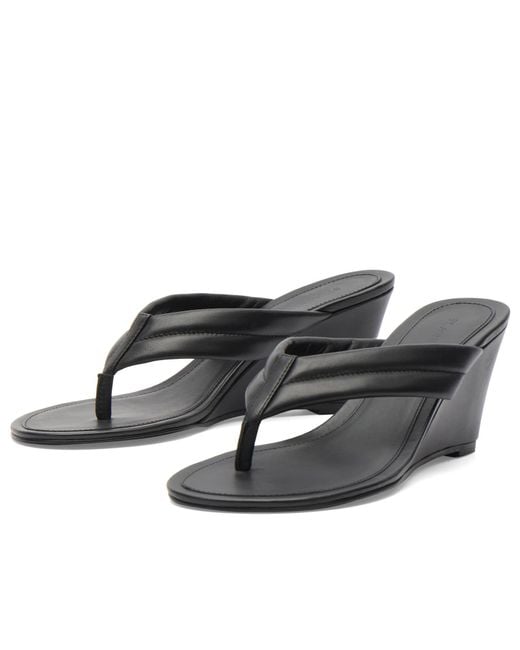 St. Agni Black Stitch Detail Thong Wedge