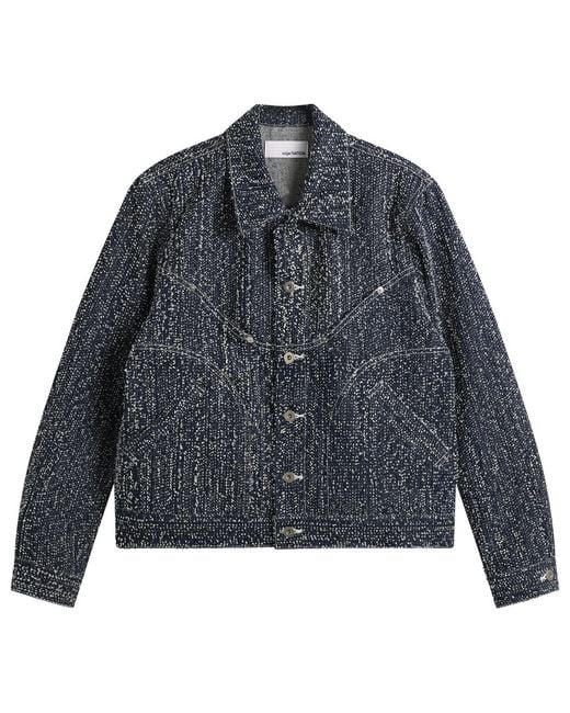 SAGE NATION Gray Needle Punch Denim Jiji Jacket for men