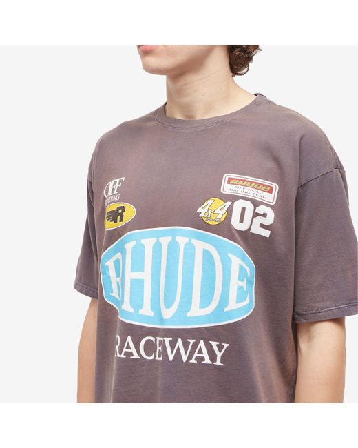 Rhude Brown Raceway T-shirt for men
