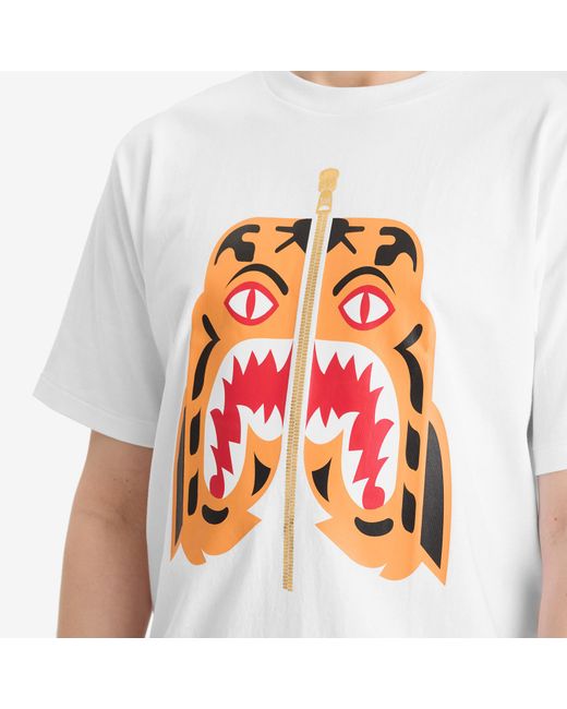 A Bathing Ape White Colors Tiger Tee for men
