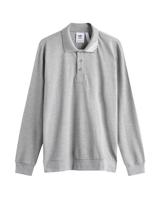 Adidas Gray Long Sleeve Polo for men