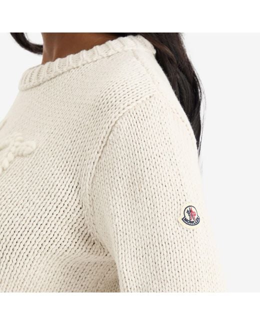 Moncler White Logo Crew Neck Knit