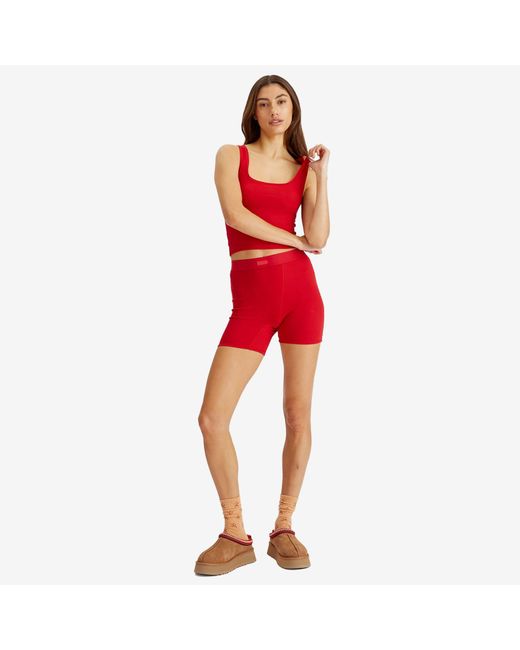 Skims Red Cotton Rib Boxer