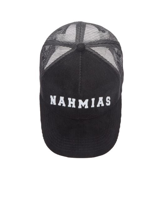 NAHMIAS Black Varsity Corduroy Trucker Cap for men