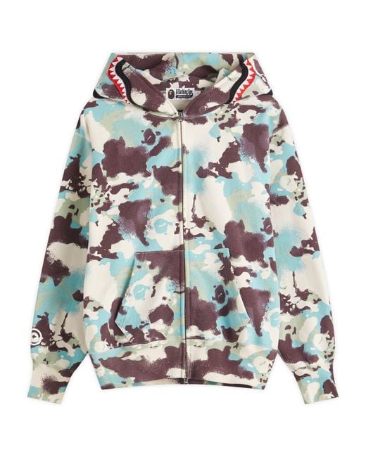 A Bathing Ape Blue Map Camo Shark Full Zip Hoodie