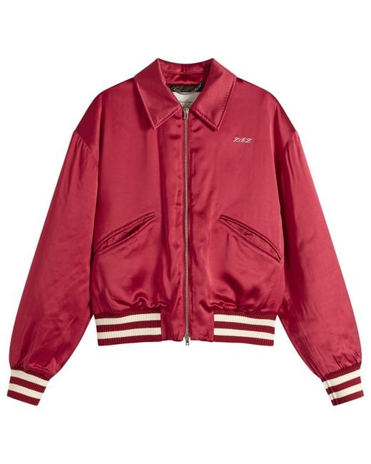 Second/Layer Red Second Layer Aces Satin Club Souvenir Jacket for men
