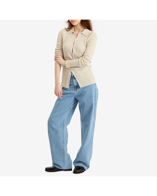 Auralee Natural Rib Knit Shirt Cardigan