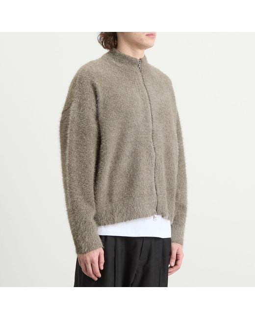 MKI Miyuki-Zoku Gray Faux Alpaca Knit Track Jacket for men