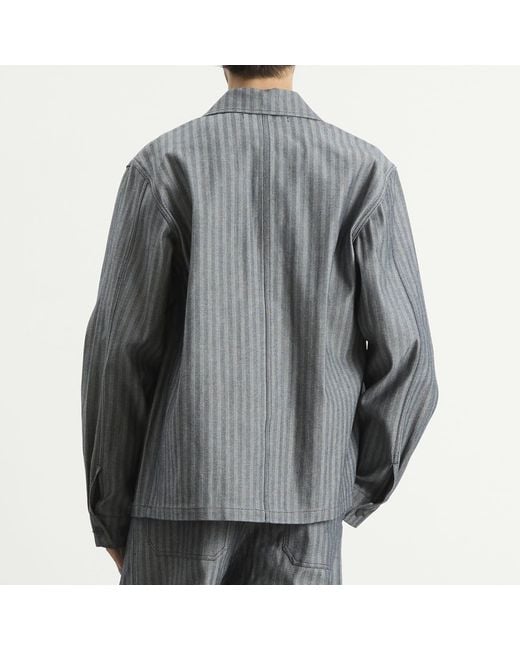 Applied Art Forms Gray Herringbone Chore Jacket for men