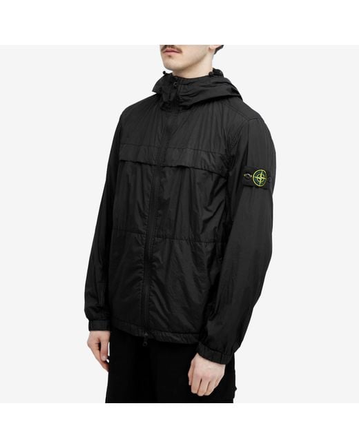 Stone Island Black Crinkle Reps Hooded Jacket for men