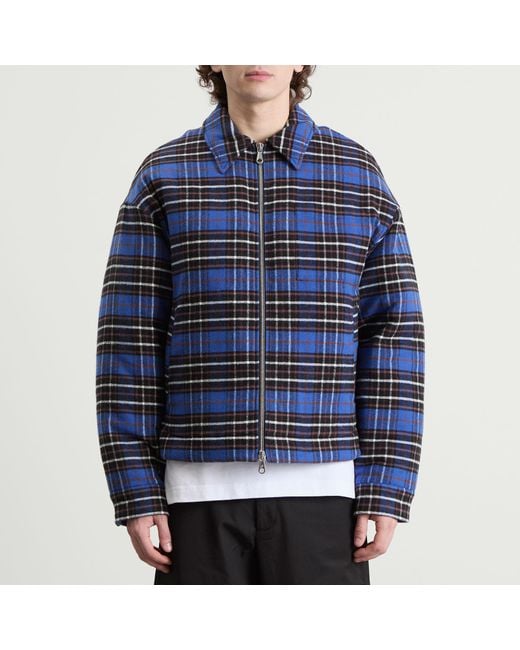 Cole Buxton Blue Flannel Overshirt for men