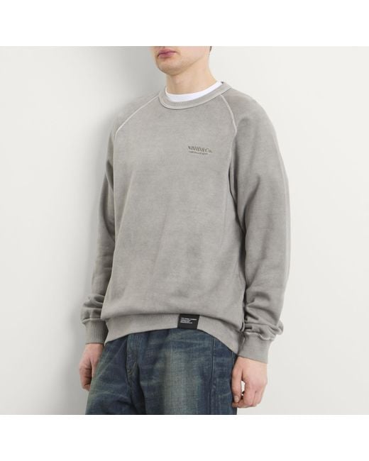Neighborhood Gray Pigment Dyed Logo Sweatshirt for men