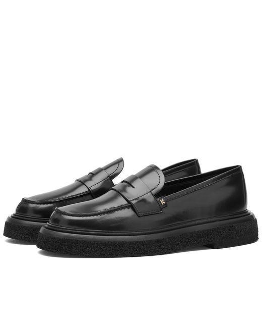 Max Mara Black Crepe Loafer Shoes