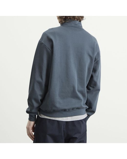 Auralee Blue High Gauge Sweat Half Zip Jumper for men