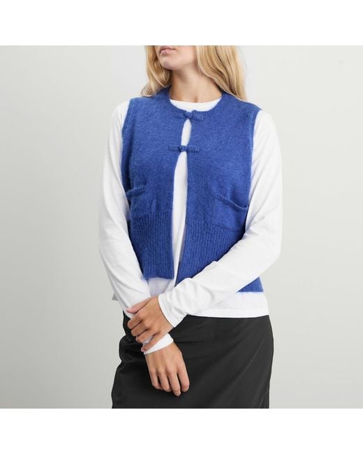 Beams Boy Blue China Button Knit Vest