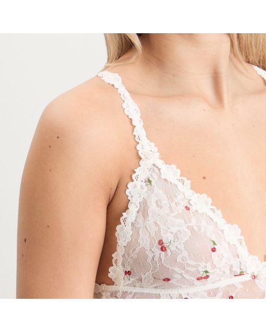Skims White Stretch Lace Triangle Cami & Short Set