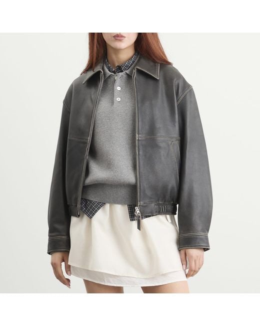 DUNST Gray Drizzler Leather Jacket