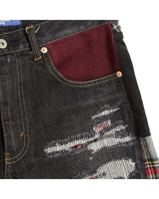 Junya Watanabe Black Selvedge Patchwork Jeans for men